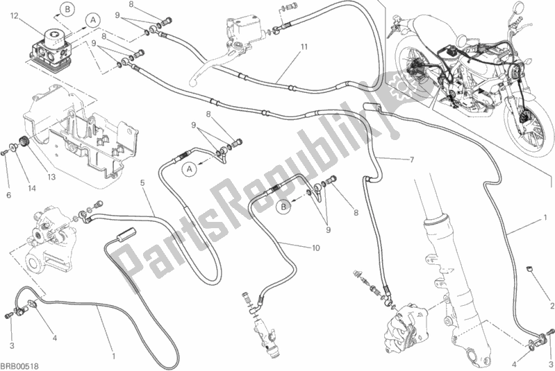 Todas as partes de Sistema De Freio Antitravamento (abs) do Ducati Scrambler Sixty2 Thailand 400 2016
